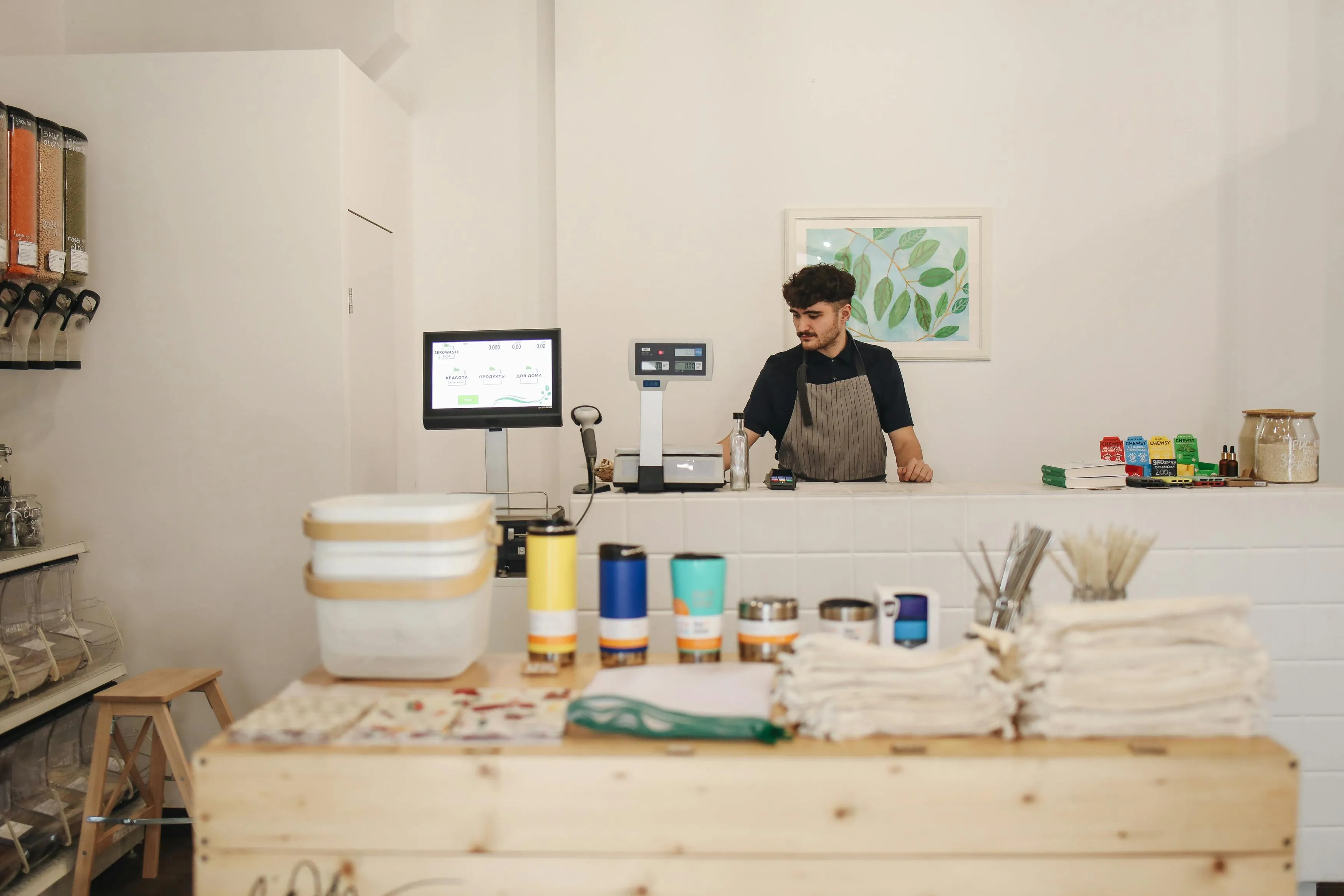 Customer being served