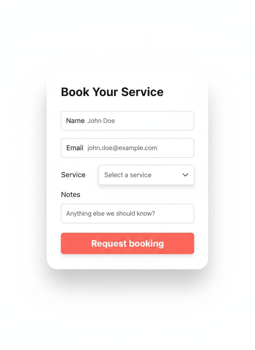 Customer selecting a service on the booking page